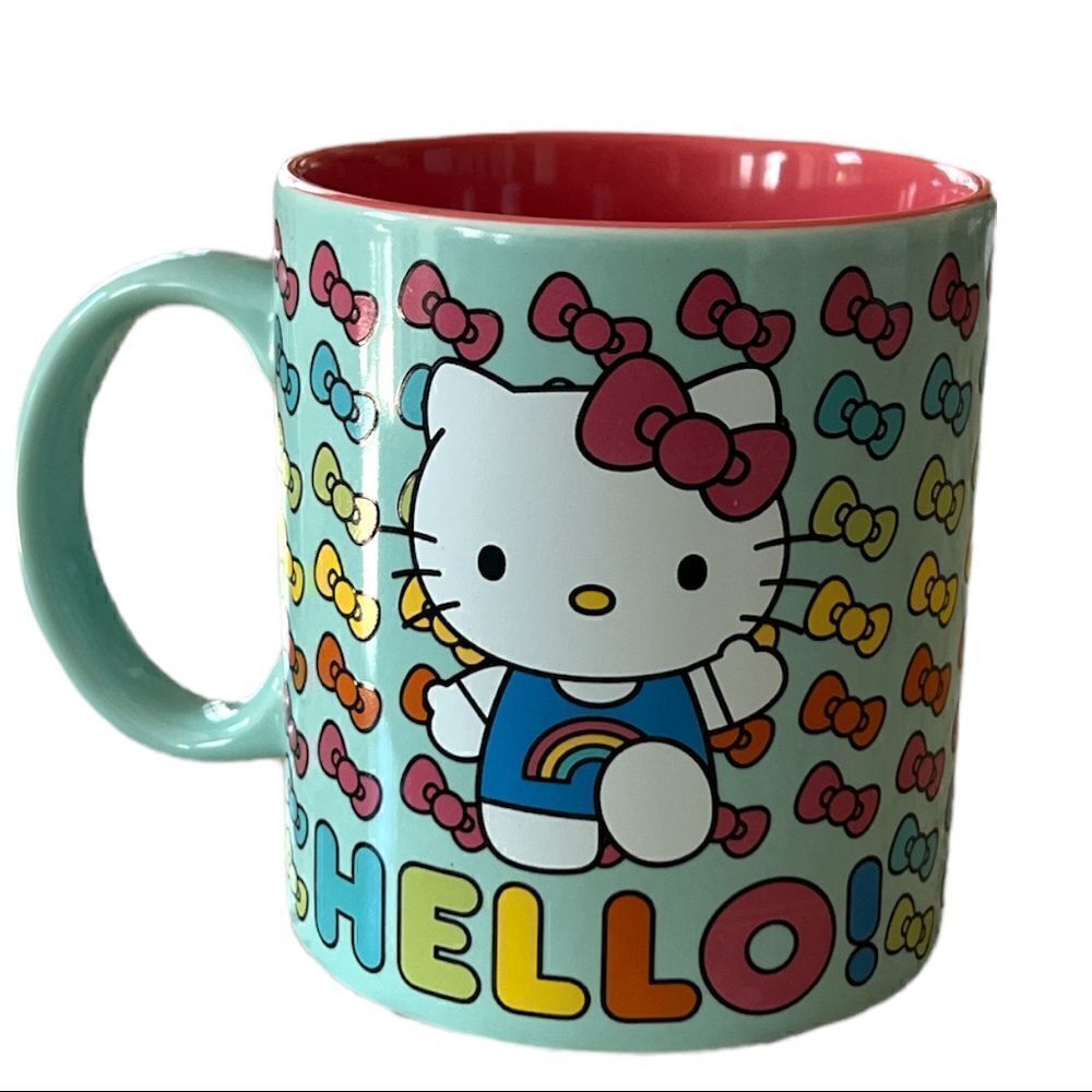Sanrio 🌈Hello Kitty Ceramic Coffee Tea Mug Rainbow Large 20 oz Bright Color